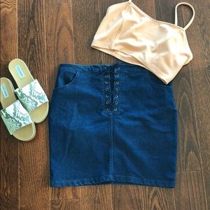 F21 Dark blue jean skirt